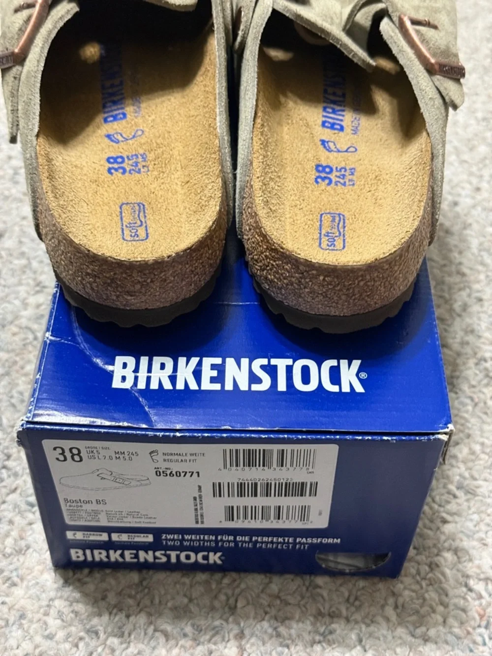 Birkenstock Boston BS Clogs Regular Width in Taupe - Picture 3 of 6